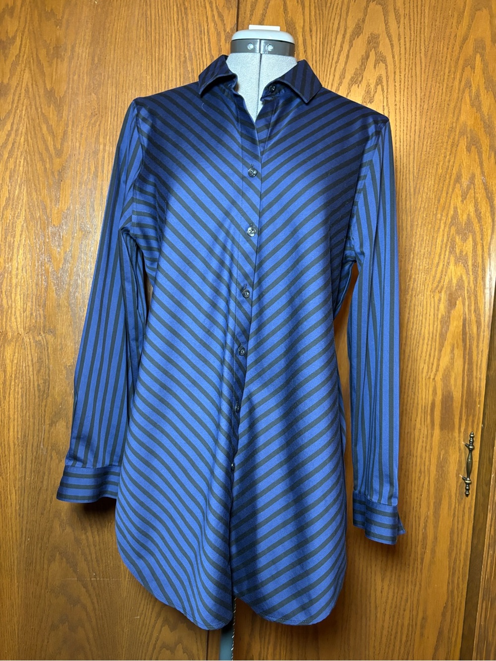 Chico's Black and Navy Striped Blouse - 1.5 (Chicos) = medium